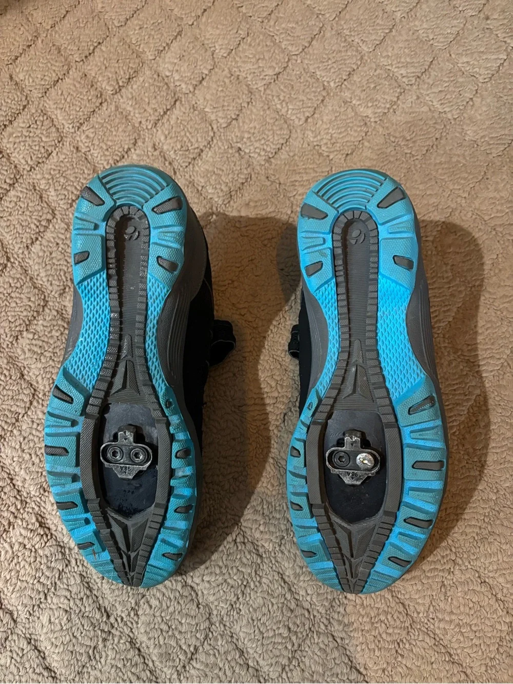 Women’s Bike-riding Shoes with clips. Black  with Teal Accent